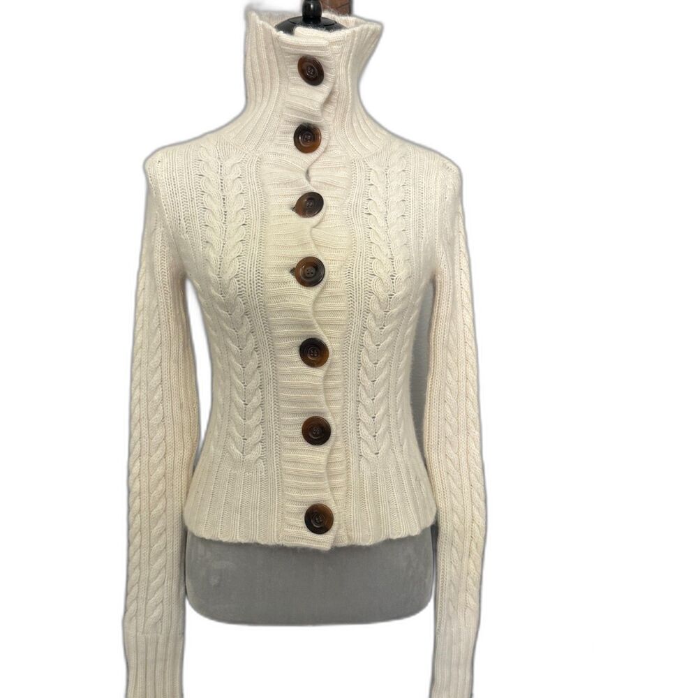 Vintage Y2K Abercrombie & Fitch Cashmere Rabbit Hair Cable Knit Cardigan M